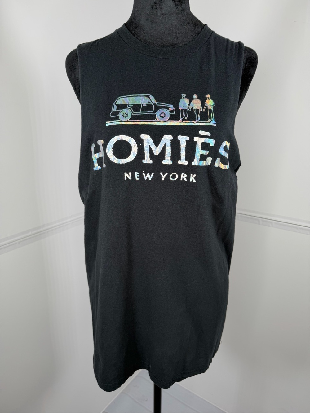 Reason Homies New York Graphic Muscle Tank Top Black Size Medium
